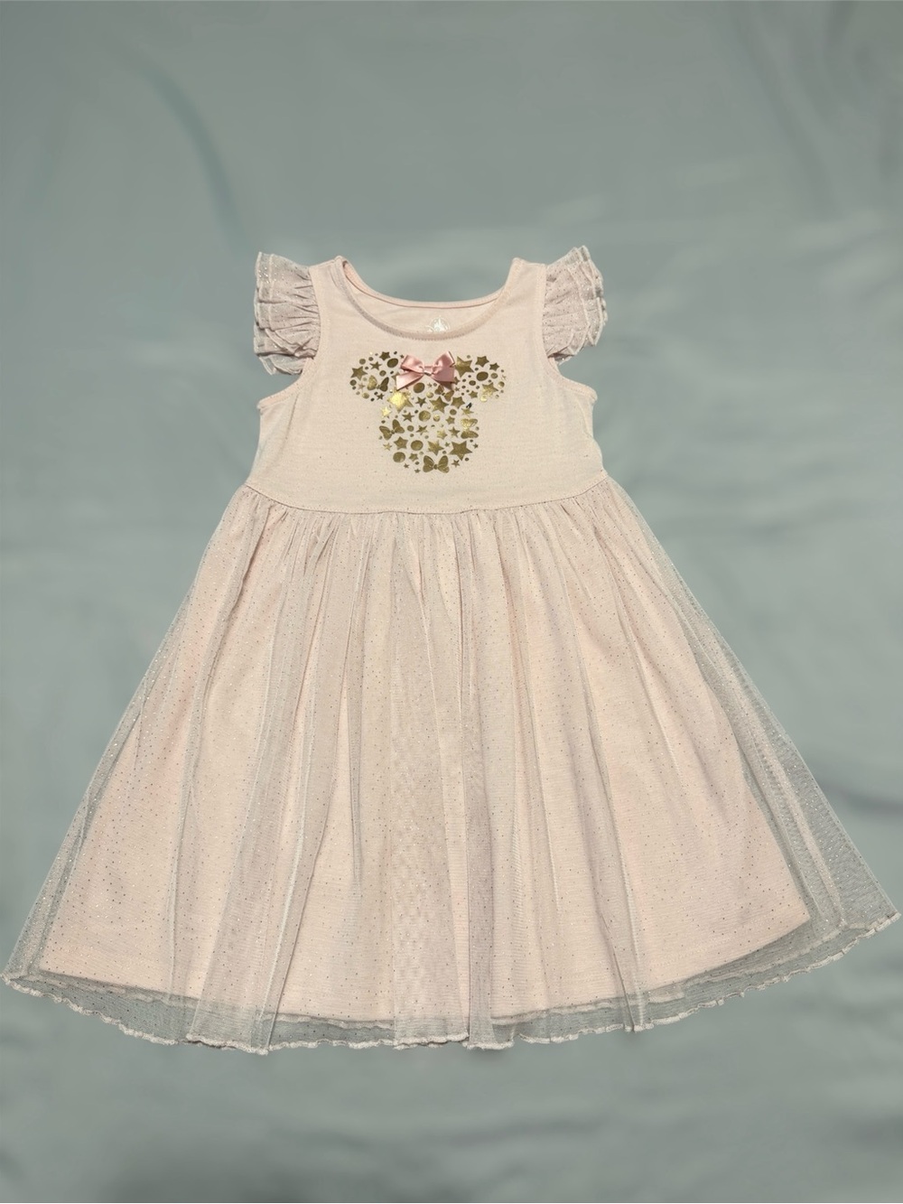Disney Light Pink Tulle Dress with Gold Minnie Accent size 4T